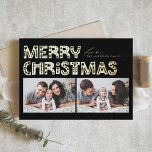 Tarjeta Festiva Con Relieve Metalizado Escandinavo negro dos Navidades de fotografía<br><div class="desc">Envíe vítores de vacaciones con nuestra tarjeta de Navidades de dos fotos de personalizable, que incluye una tipografía encantadora al estilo escandinavo. Esta tarjeta de Navidades de Relieve metalizado dorado combina maravillosamente la estética moderna con el espíritu festivo, permitiéndole mostrar dos de sus fotos favoritas. La tipografía moderna se complementa...</div>