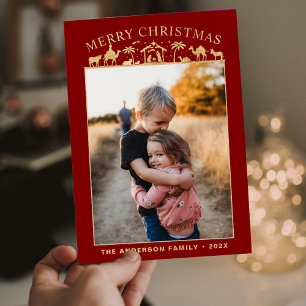 Tarjeta Festiva Con Relieve Metalizado Escena de la Natividad Niño Jesús Cristo Fiesta Ho