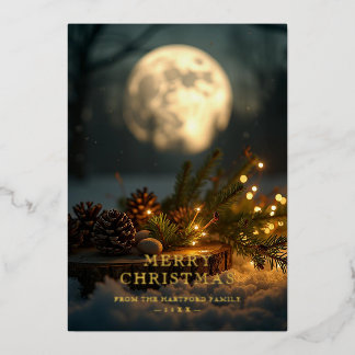 Tarjeta Festiva Con Relieve Metalizado Escena de Navidad Invernal Elegante Foto TMF26