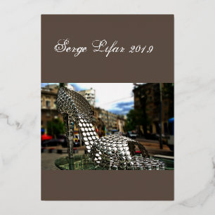 Tarjeta Festiva Con Relieve Metalizado Escultura de zapato Serge Lifar Ucrania