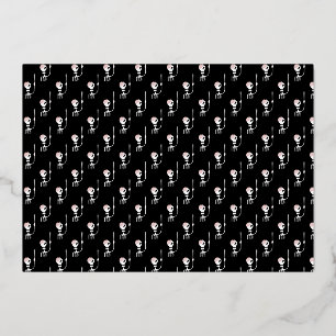 Tarjeta Festiva Con Relieve Metalizado Esqueleto de Halloween con espada