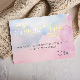 Tarjeta Festiva Con Relieve Metalizado Está en la nube 9, ducha de novia rosa. Gracias ta