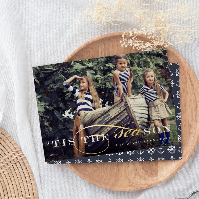 Tarjeta Festiva Con Relieve Metalizado Esta temporada | Foto de Navidades náuticos (Subido por el creador)