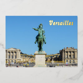 Tarjeta Festiva Con Relieve Metalizado Estatua ecuestre de Luis XIV en Versalles