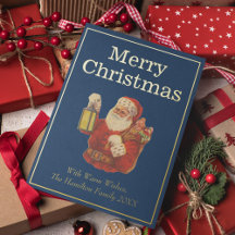 Estilo vintage Santa Merry Navidad Gold