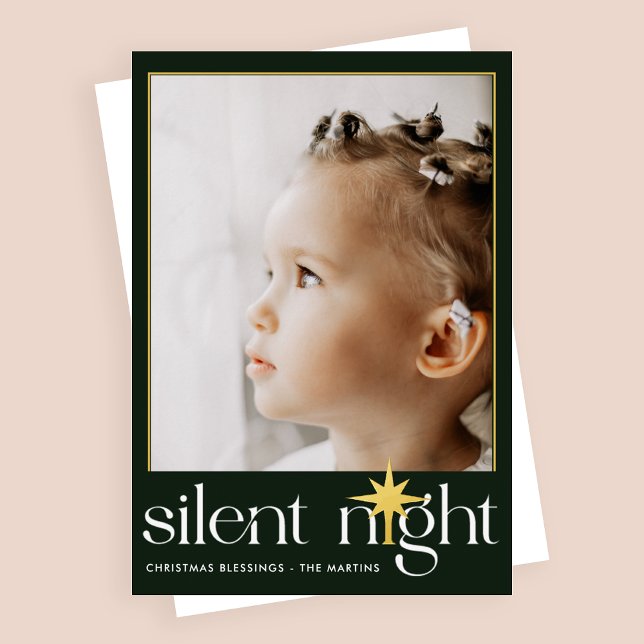 Tarjeta Festiva Con Relieve Metalizado Estrella clásica de Navidades de la noche silencio (Subido por el creador)