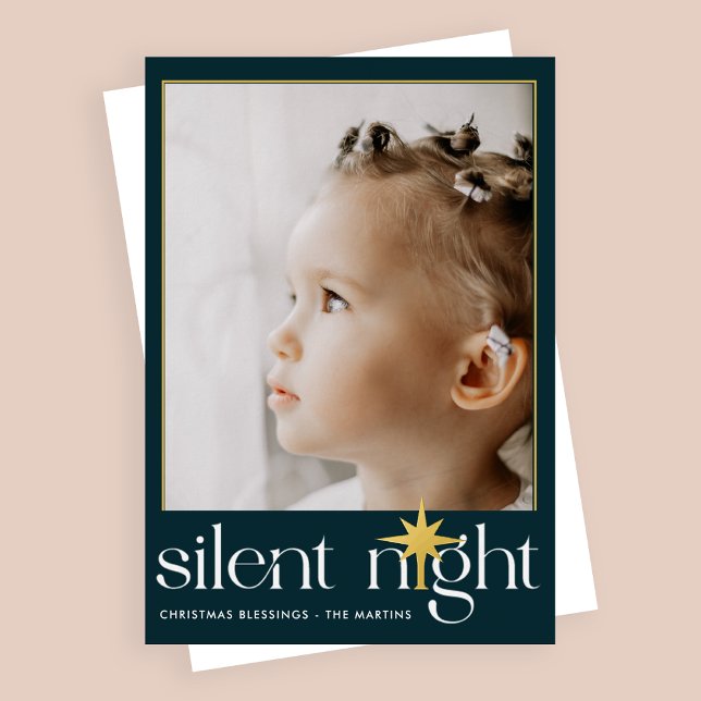 Tarjeta Festiva Con Relieve Metalizado Estrella clásica Verde azulada de Navidades noctur (Subido por el creador)