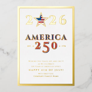 Tarjeta Festiva Con Relieve Metalizado Estrella del Semicuincuentenario de América 250 20