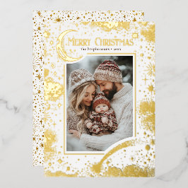 Tarjeta Festiva Con Relieve Metalizado Estrellas Celestiales Magical Fotos de Navidad