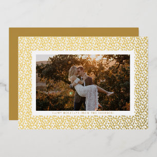 Tarjeta Festiva Con Relieve Metalizado Estrellas Doradas Boho Foto Oro