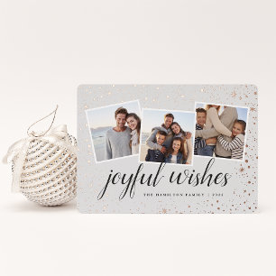 Tarjeta Festiva Con Relieve Metalizado Estrellas doradas COLLAGE DE FOTOS