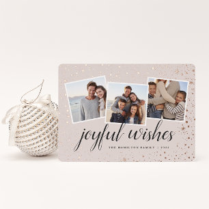 Tarjeta Festiva Con Relieve Metalizado Estrellas doradas   COLLAGE DE FOTOS