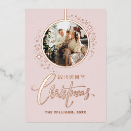 Tarjeta Festiva Con Relieve Metalizado Estrellas minimalistas Foto de Navidades de oro