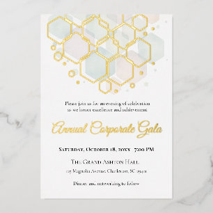 Tarjeta Festiva Con Relieve Metalizado Evento de Negocios Gala Corporativa de Papel de Al