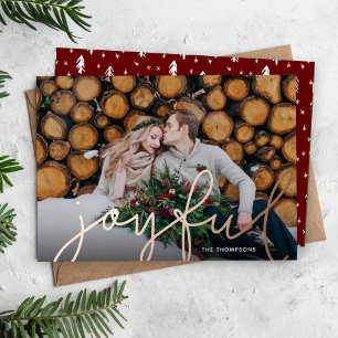 Tarjeta Festiva Con Relieve Metalizado Exceso alegre de fotografías de guiones