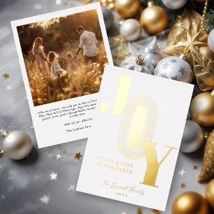 Tarjeta Festiva Con Relieve Metalizado Exquisite Golden Modern JOY Metallic Christmas