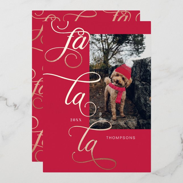 Tarjeta Festiva Con Relieve Metalizado Fa La Elegant Rosa Calligraphy Dog Scarf (Subido por el creador)