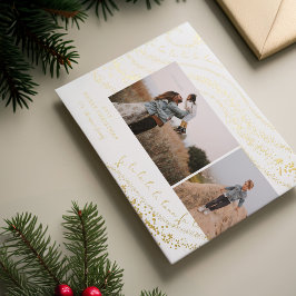 Tarjeta Festiva Con Relieve Metalizado Fa La La Magical Navidades De Oro Carol Two Photo