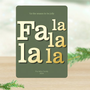 Tarjeta Festiva Con Relieve Metalizado Fa Moderna La Green Simple Typography Gold