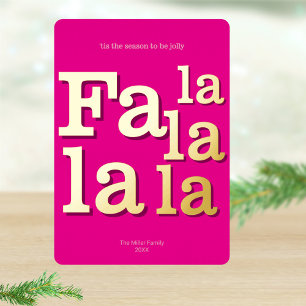 Tarjeta Festiva Con Relieve Metalizado Fa moderna La tipografía rosada simple dorada