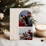 Tarjeta Festiva Con Relieve Metalizado Familia de fotos Merry Everything 2<br><div class="desc">Merry Everything,  arco y marco cuadrado 2 foto tarjeta de vacaciones Relieve metalizado. Características,  respaldo de color rojo sólido.</div>