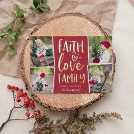 Tarjeta Festiva Con Relieve Metalizado Familia Faith Love | COLLAGE DE FOTOS