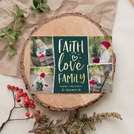 Tarjeta Festiva Con Relieve Metalizado Familia Faith Love | COLLAGE DE FOTOS