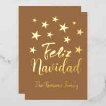 Familia Feliz Navidad moderna de Navidades de oro
