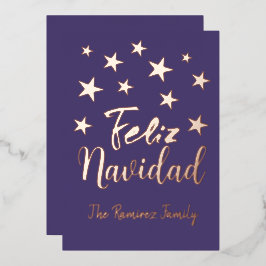 Tarjeta Festiva Con Relieve Metalizado Familia Feliz Navidad moderna de Navidades de oro