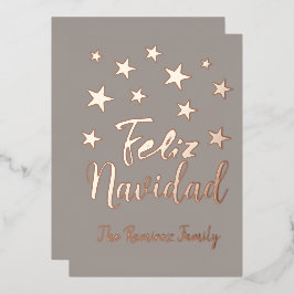 Tarjeta Festiva Con Relieve Metalizado Familia Feliz Navidad moderna de Navidades de oro