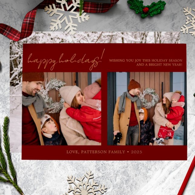 Tarjeta Festiva Con Relieve Metalizado Familia moderna 3 Navidades rojos fotográficos (Subido por el creador)