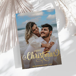 Tarjeta Festiva Con Relieve Metalizado Familia navideña moderna Famoso Nombre de la famil