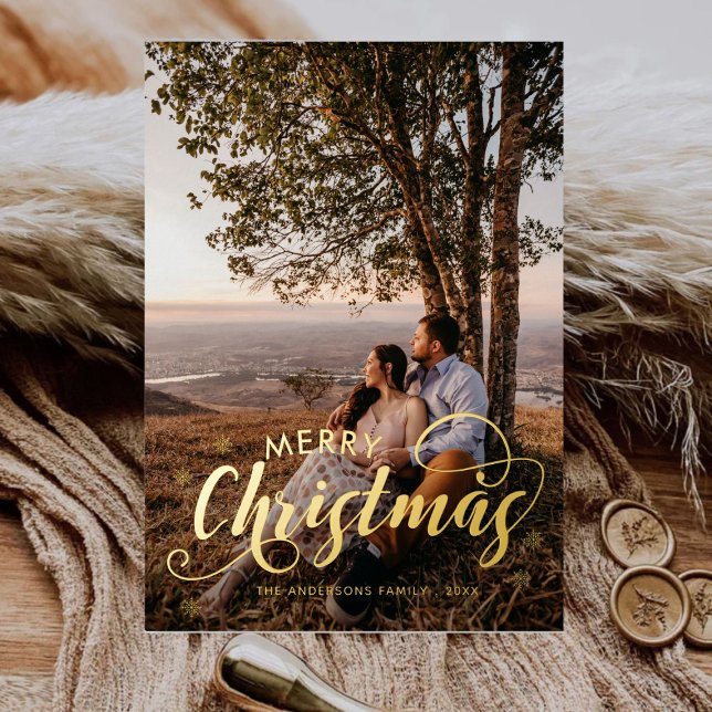 Tarjeta Festiva Con Relieve Metalizado Familia navideña moderna Famoso nombre Tartán Ho (Subido por el creador)