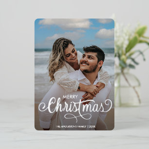 Tarjeta Festiva Con Relieve Metalizado Familia navideña moderna Fe Tartán Fo