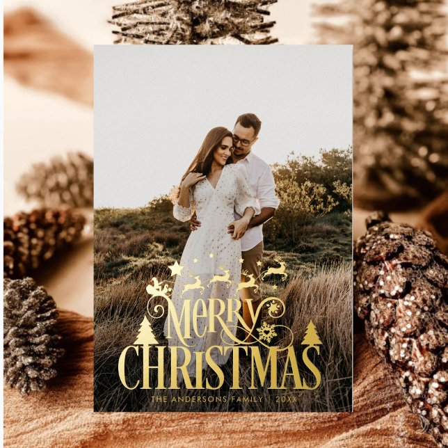 Tarjeta Festiva Con Relieve Metalizado Familia navideña moderna Feliz nombre artístico Ta (Subido por el creador)