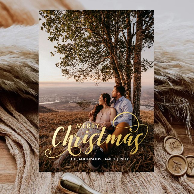 Tarjeta Festiva Con Relieve Metalizado Familia navideña moderna Feliz nombre artístico Ta (Subido por el creador)