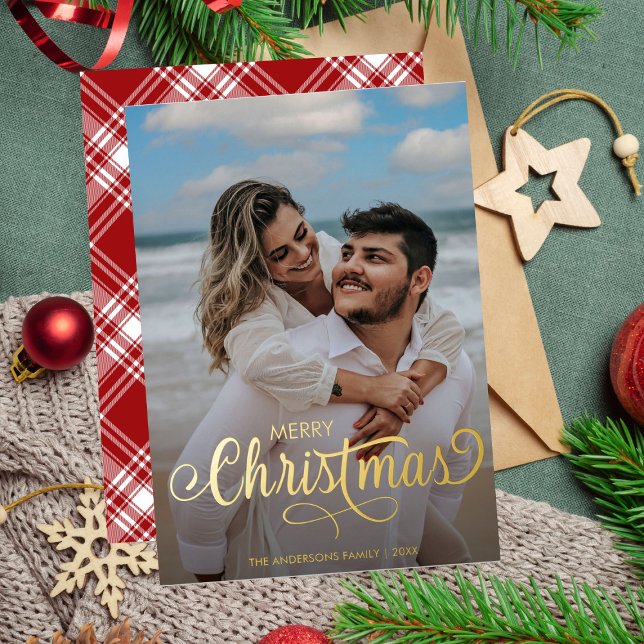 Tarjeta Festiva Con Relieve Metalizado Familia navideña moderna Feliz nombre artístico Ta (Subido por el creador)