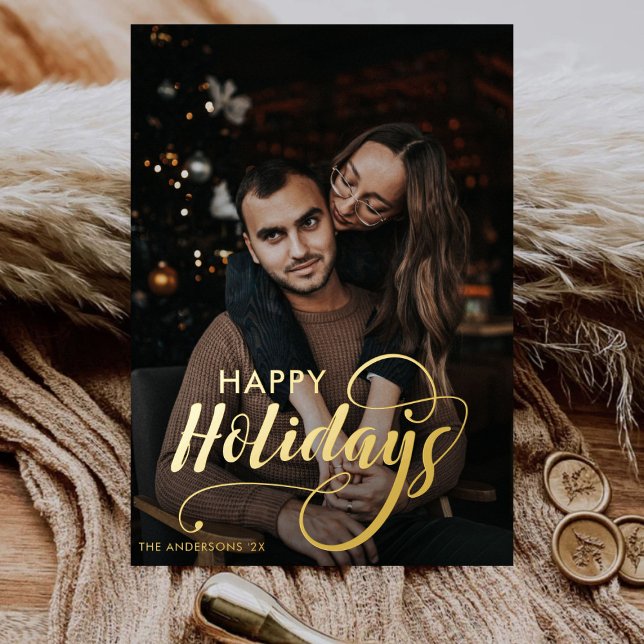 Tarjeta Festiva Con Relieve Metalizado Familia navideña moderna Feliz nombre artístico Ta (Subido por el creador)