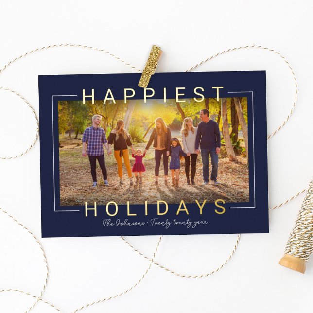 Tarjeta Festiva Con Relieve Metalizado Famoso Moderno Gold Textos Medianoche Blue Photo (Subido por el creador)