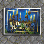 Tarjeta Festiva Con Relieve Metalizado Fancy Menorah con la vegetación<br><div class="desc">Fancy Menorah con la vegetación</div>