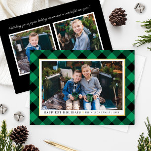 Tarjeta Festiva Con Relieve Metalizado Felices Fiestas, Búfalo Verde, foto de oro