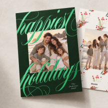 Felices Fiestas con Caligrafía Grande Verde Oscuro