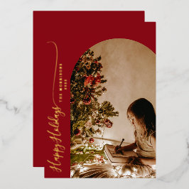 Tarjeta Festiva Con Relieve Metalizado Felices Fiestas de Navidad Modernas 2-Fotos