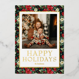 Tarjeta Festiva Con Relieve Metalizado Felices Fiestas Foto Real Gold
