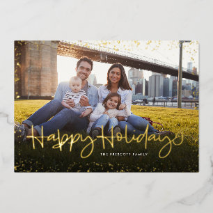Tarjeta Festiva Con Relieve Metalizado Felices fiestas foto sencilla y linda