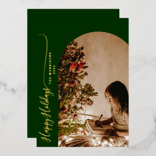 Tarjeta Festiva Con Relieve Metalizado Felices Fiestas Modernas Tarjeta de Navidad con Ho