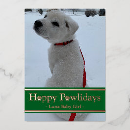 Tarjeta Festiva Con Relieve Metalizado Felices Pawlidays