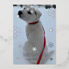 Tarjeta Festiva Con Relieve Metalizado Felices Pawlidays