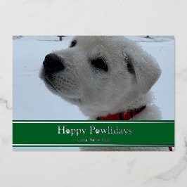 Tarjeta Festiva Con Relieve Metalizado Felices Pawlidays