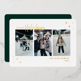 Tarjeta Festiva Con Relieve Metalizado Felices vacaciones 3 Foto